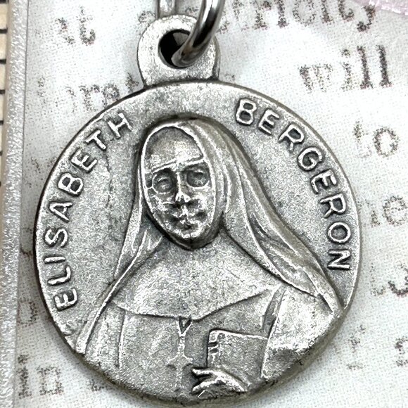 Vintage Sister Elisabeth Bergeron Silver Plated Catholic Religious Medal Pendant - Picture 2 of 9